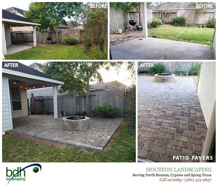 Backyard Patio Pavers Design Houston Before and After - BDH Landscaping